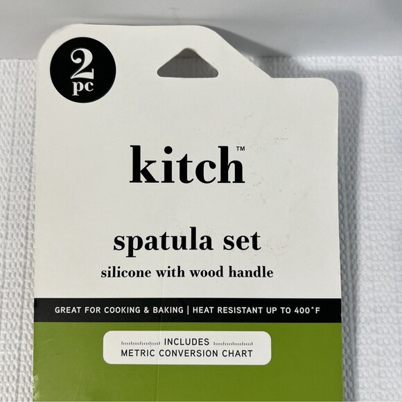 Kitch 2 PC Strawberry Silicone Spatula Set Wooden Handle Metric Conversion Chart - Picture 8 of 11